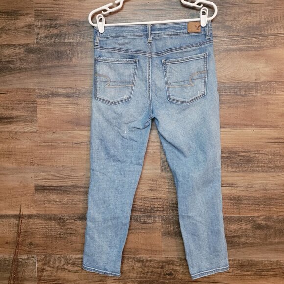 American Eagle Jeans 8 R Hi Rise Jegging Crop Medium Light Wash Stretch Denim - Picture 2 of 10